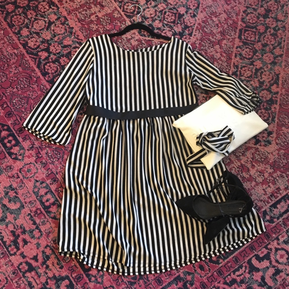Black and white A line dress